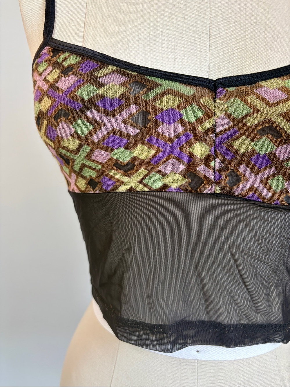 ✨ Stunning Vintage Biatta Intimates Camisole Mesh Cropped Top Size Small✨ - Picture 3 of 6